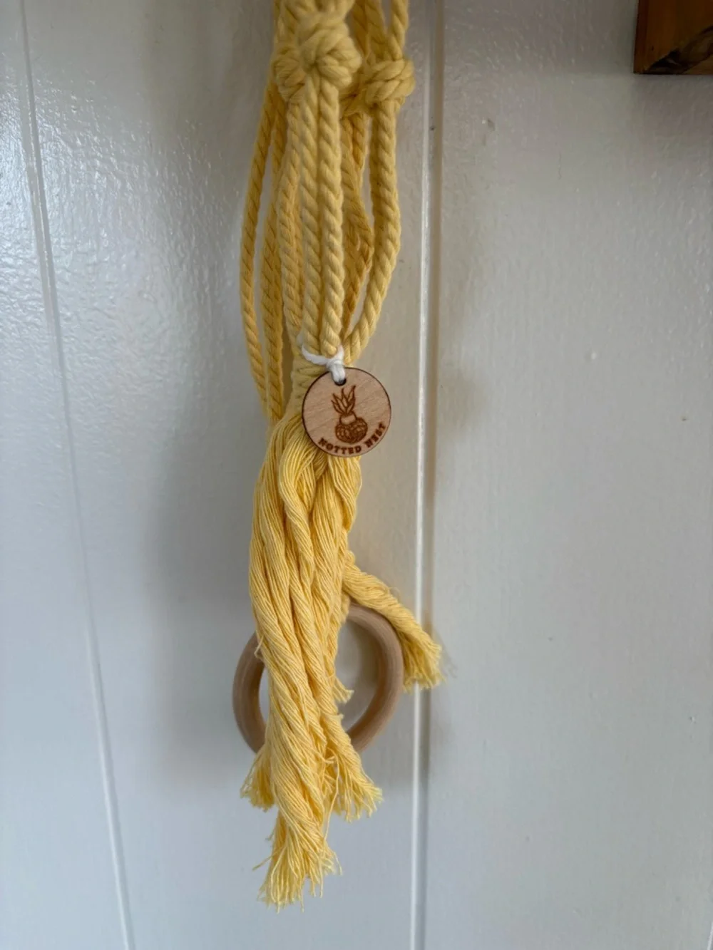 Yellow Macramé Hanging Plant Holder